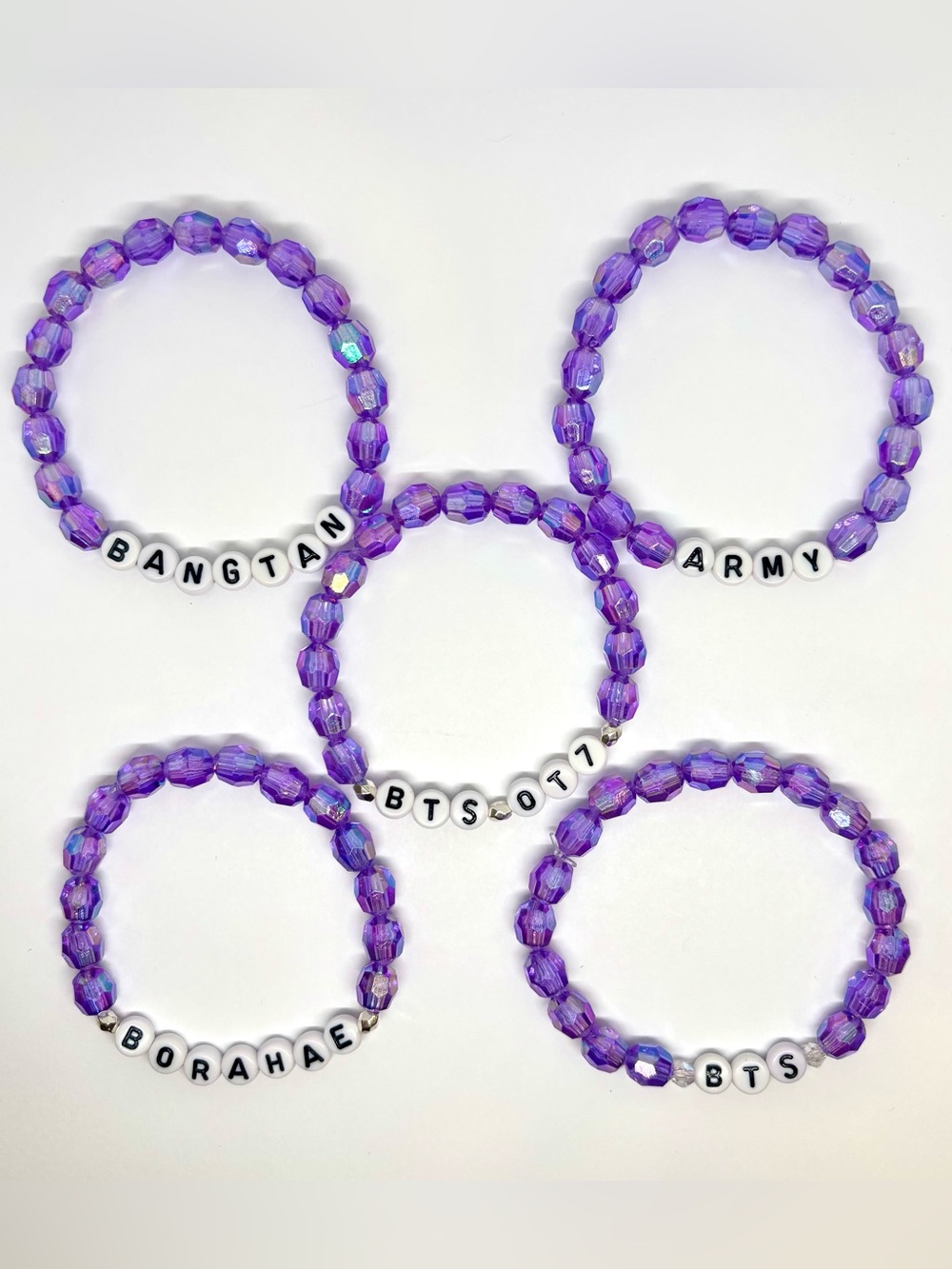 (5pcs) BTS BANGTAN PURPLE BRACELET BUNDLE